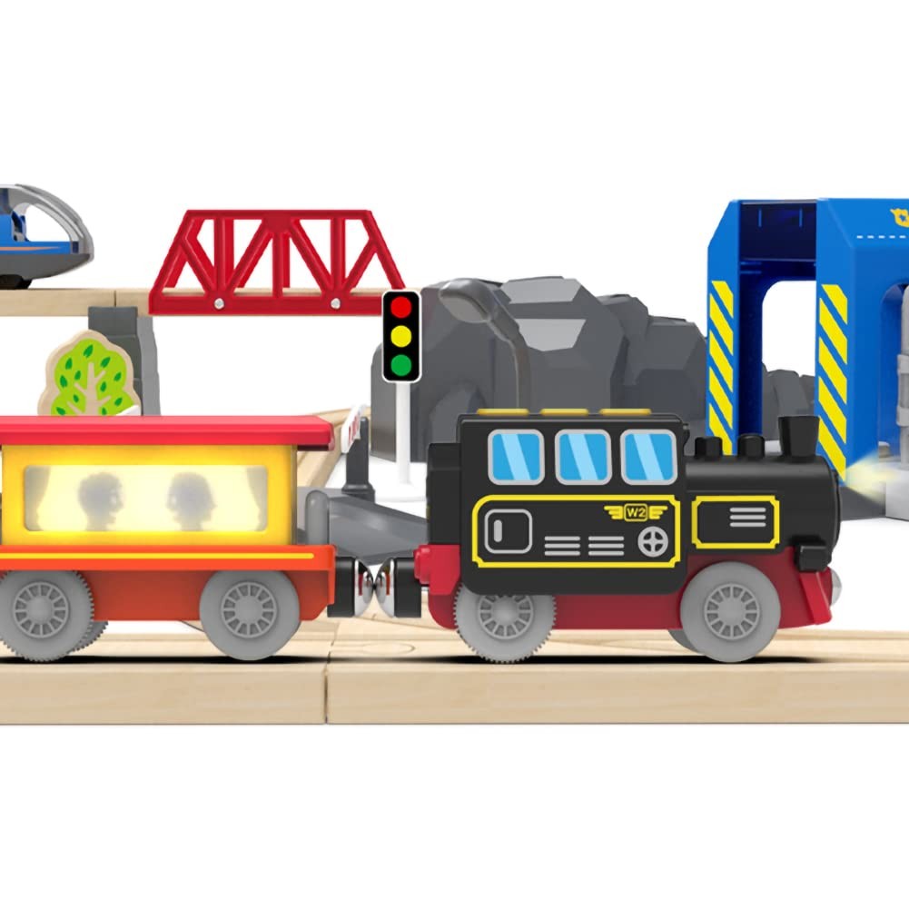 Battery Operated Locomotive Train for Wooden Tracks, O Gauge, Black & Red