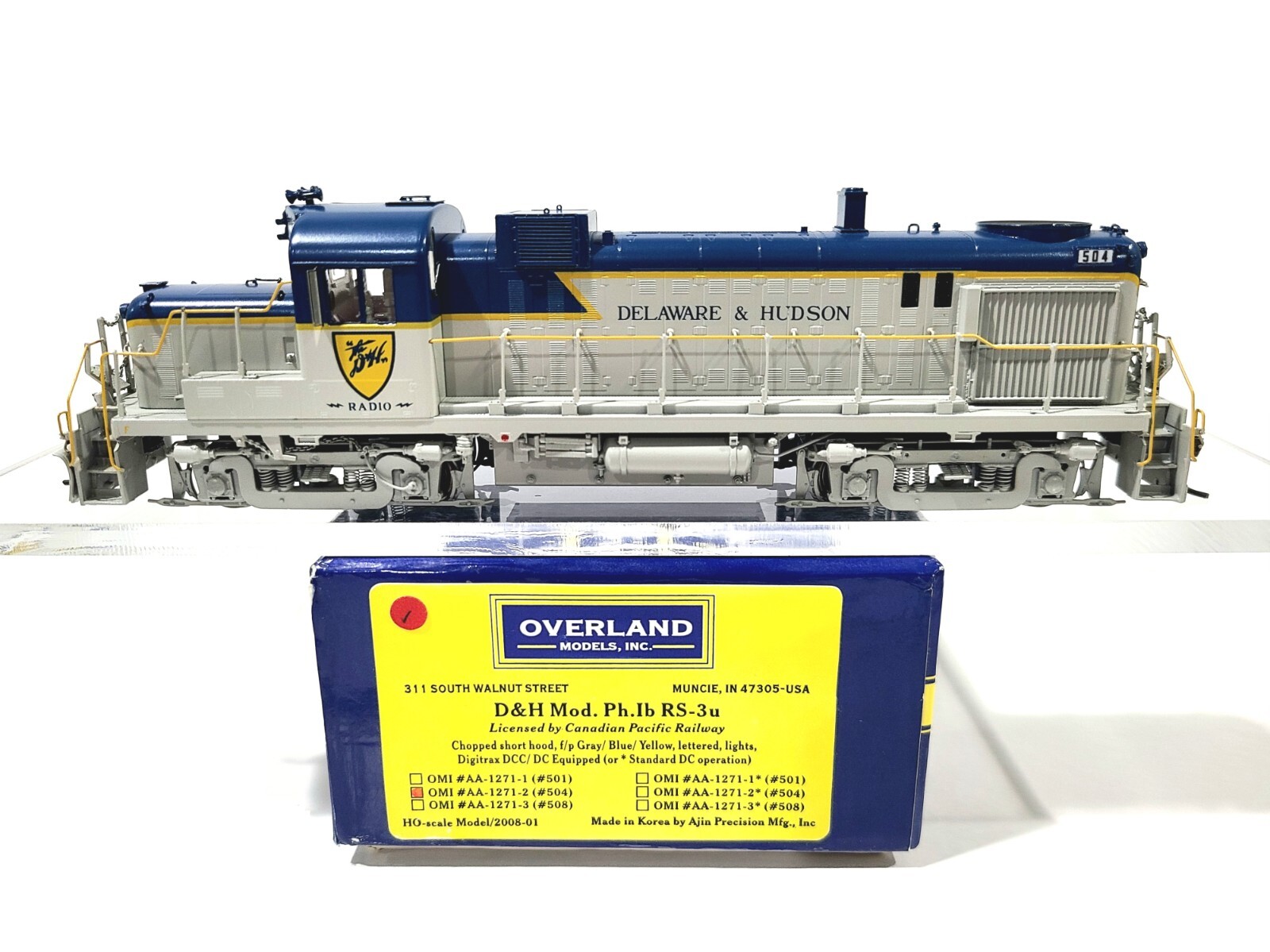 Overland OMI Ajin D&H Alco RS-3u Ph.1b Delaware Hudson #AA-1271-2 HO Brass Model