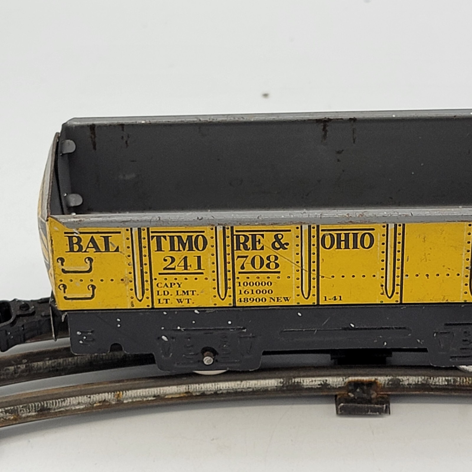 Marx Gondola Car Baltimore & Ohio O Gauge Yellow No. 241708 1950’s CLEAN