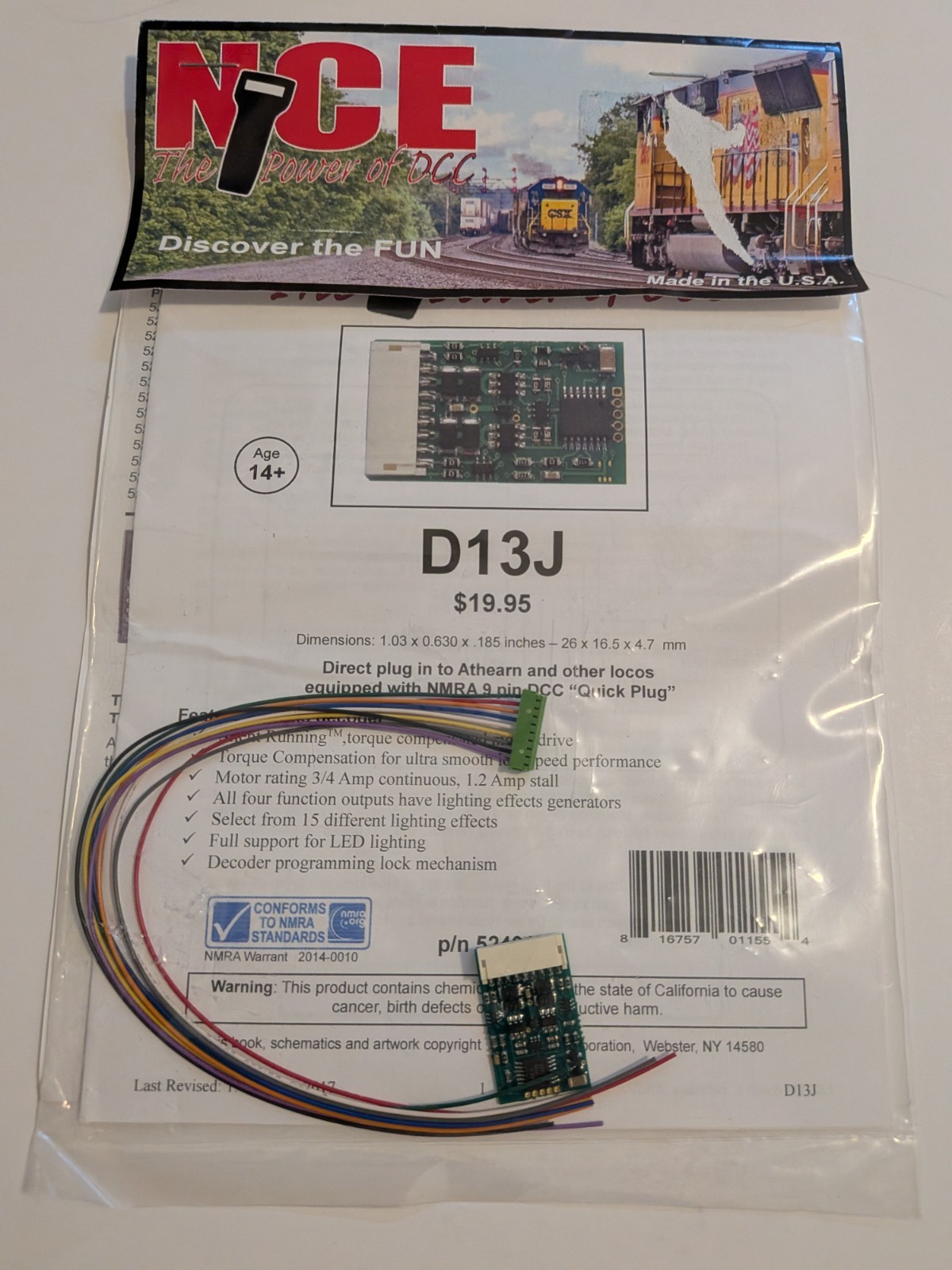 ATHG64146 Athearn Genesis UP GP9 DCC Ready + New NCE D13J Decoder (uninstalled)