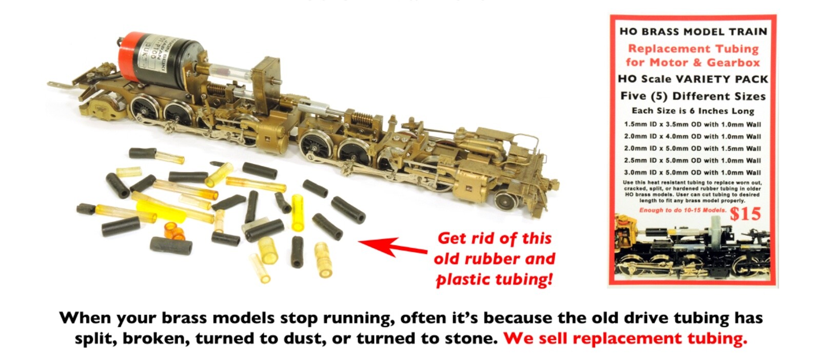 HO Scale Brass Locomotive Replacement Tubing for Motor and Gearbox Shafts NEW!
