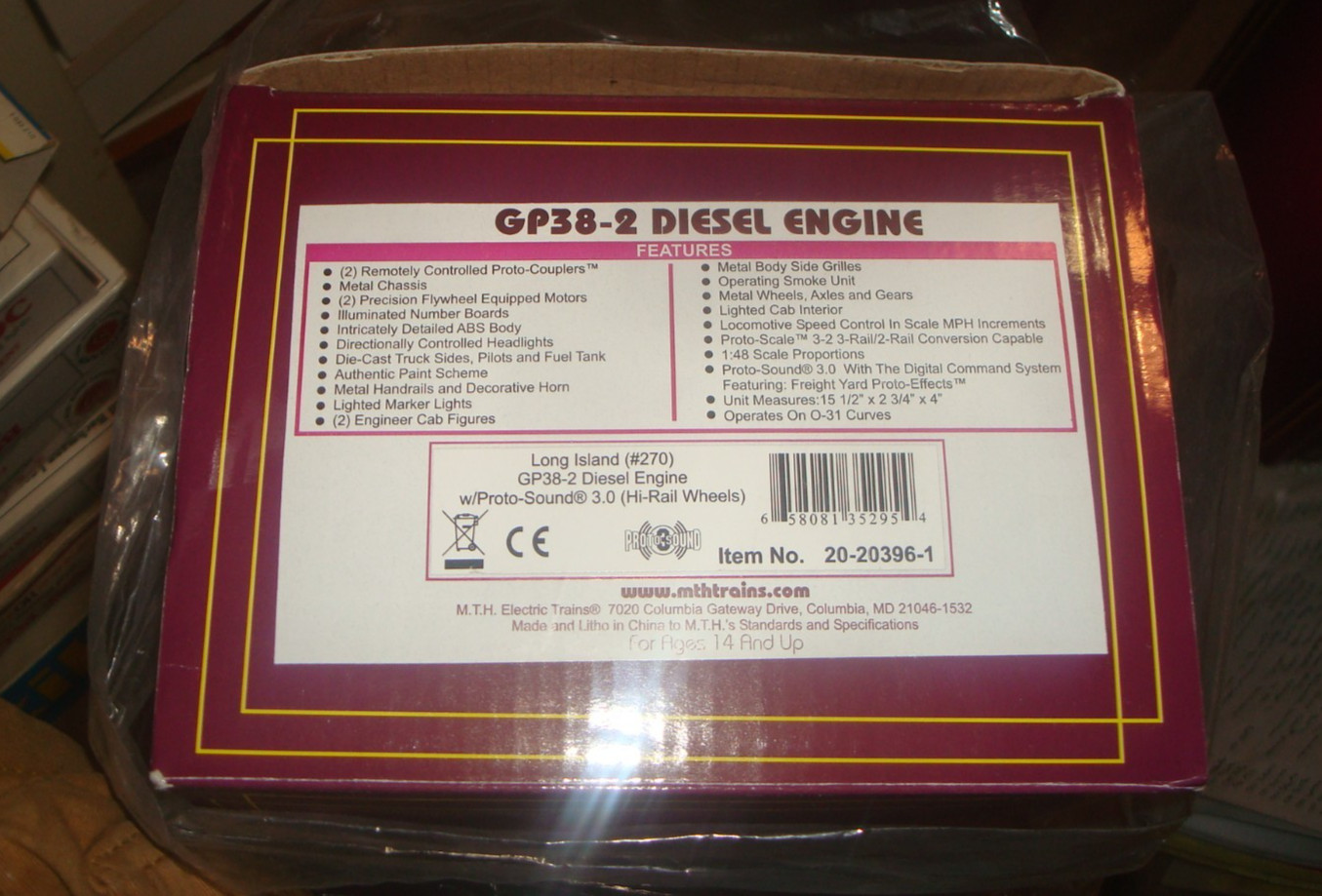 MTH. RAIL KING. LONG ISLAND . GP38-2 DIESEL ENGINE # 270. ITEM 20-20396-1
