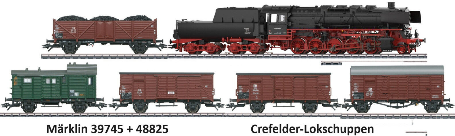 Märklin 39745 + 48825 Steam Locomotive BR 44 + Car DB Ep 3 Sound Further Fkt NEW 1:87