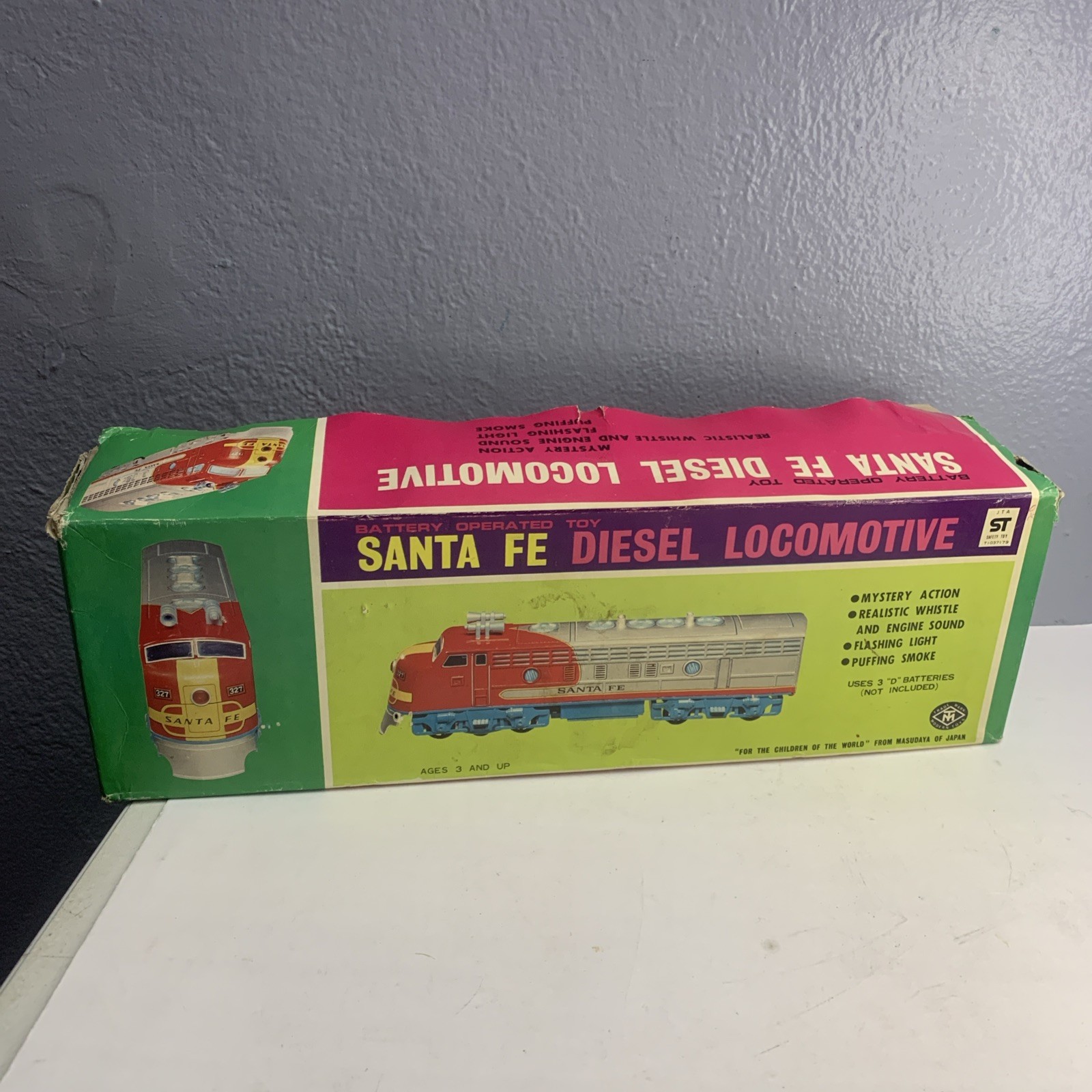 1950’s Vintage Locomotive Santa Fe 327 Trademark Modern Toys. Made In Japan 4190