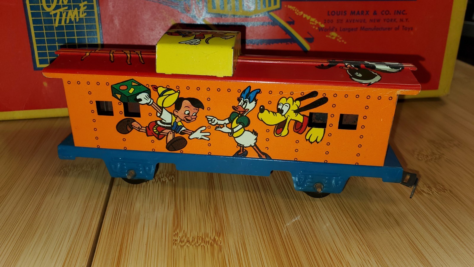 + Marx Walt Disney’s Mickey Mouse Meteor Mechanical Locomotive 4 Car Freight Set