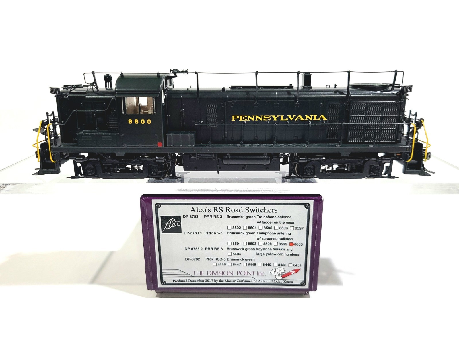 Division Point PRR Alco RS-3 Pennsylvania Railroad #8600 HO Brass #DP-8783.1 DCC