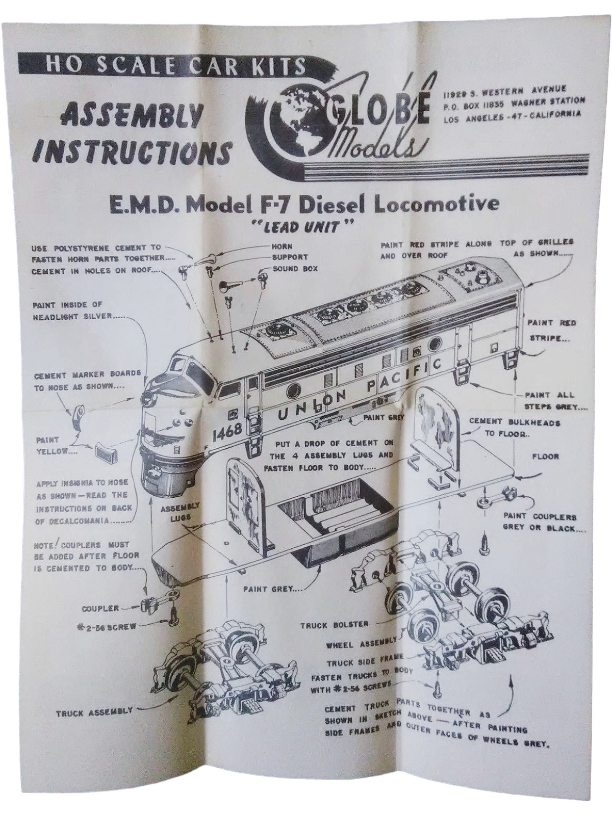 Vintage Globe Models HO Scale EMD F7 Diesel Streamliner Kit Silver B89 Boxed