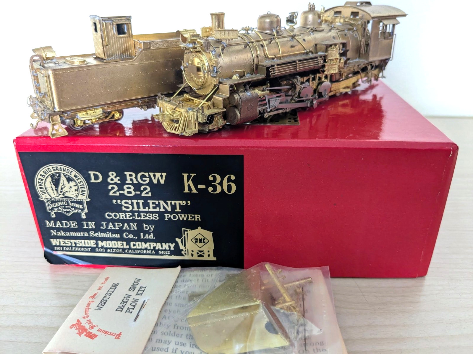 LNIB! BRASS D&RGW K-36 2-8-2 WESTSIDE HOn3 *FULL BACKHEAD *SNOW PLOW *RUNS G@@D!