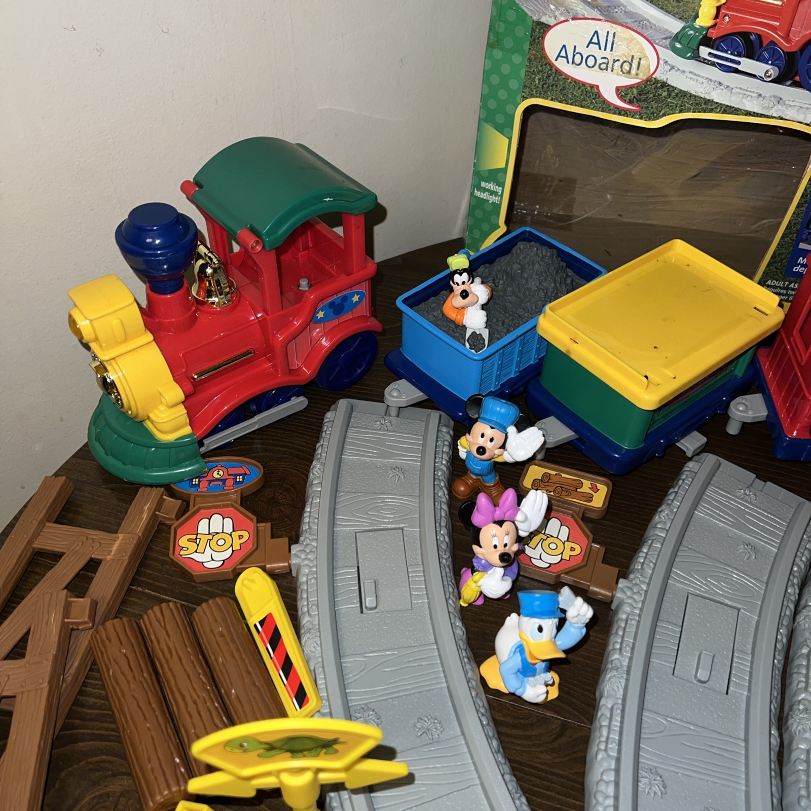 Vtg Fisher Price Mickey Hometown Railroad Disney Train With Lights And Sounds