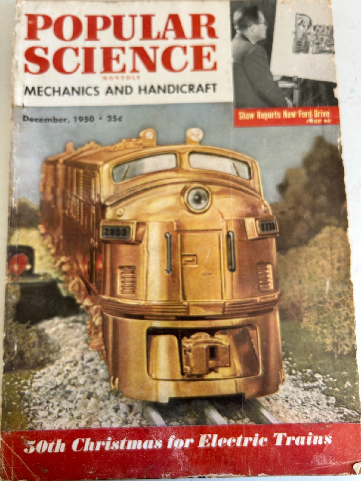 1950 Popular Science magazine with Lionel gold plated F3