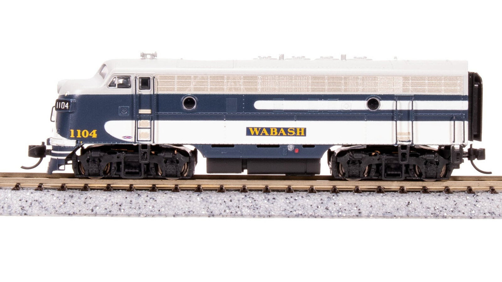 Broadway Limited 7785 N Scale WAB EMD F7A As-Delivered Diesel Locomotive #1104A