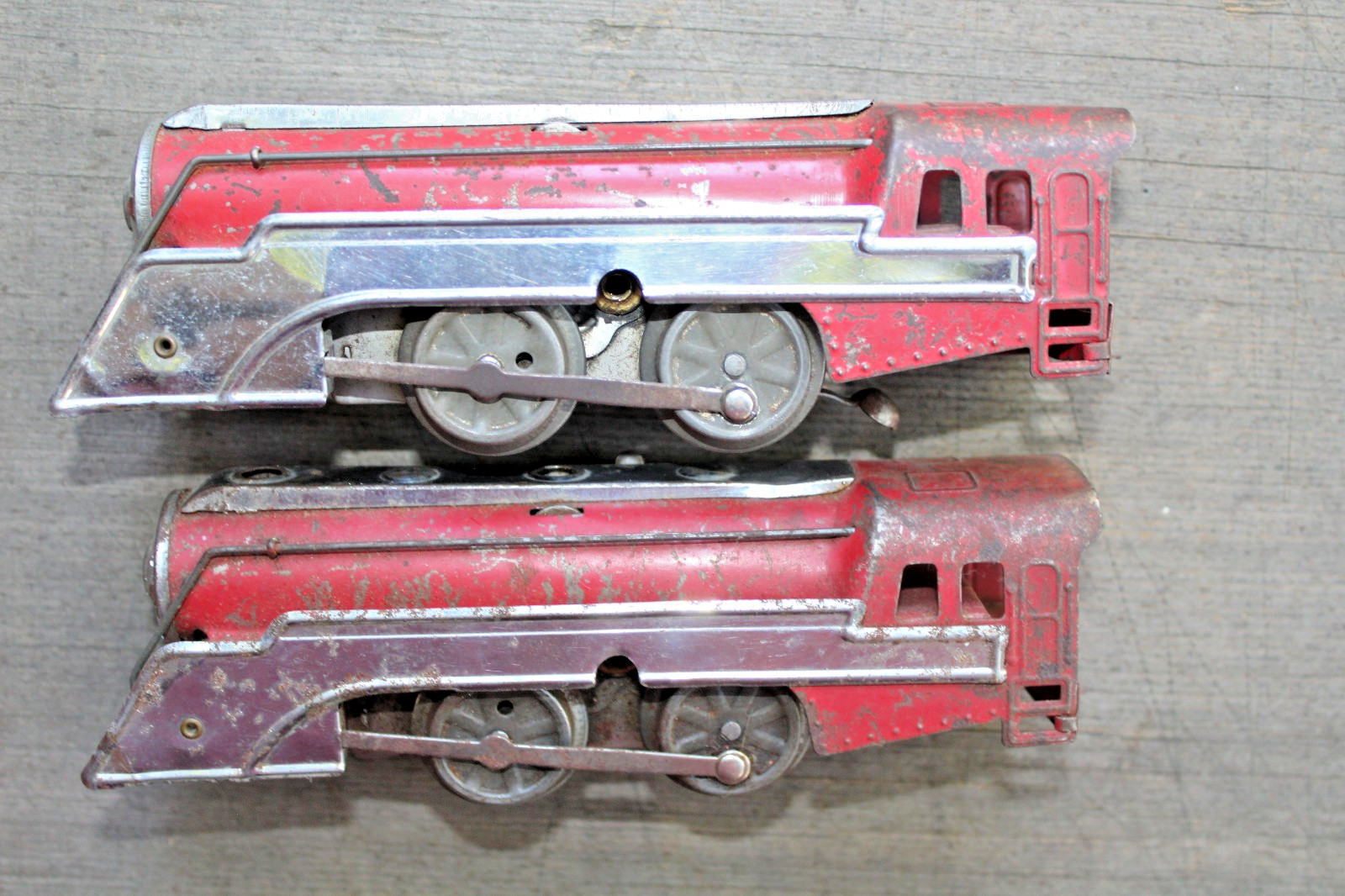2 Hafner Prewar O Gauge Windup 1010 Red Steam Locomotive Type III b2