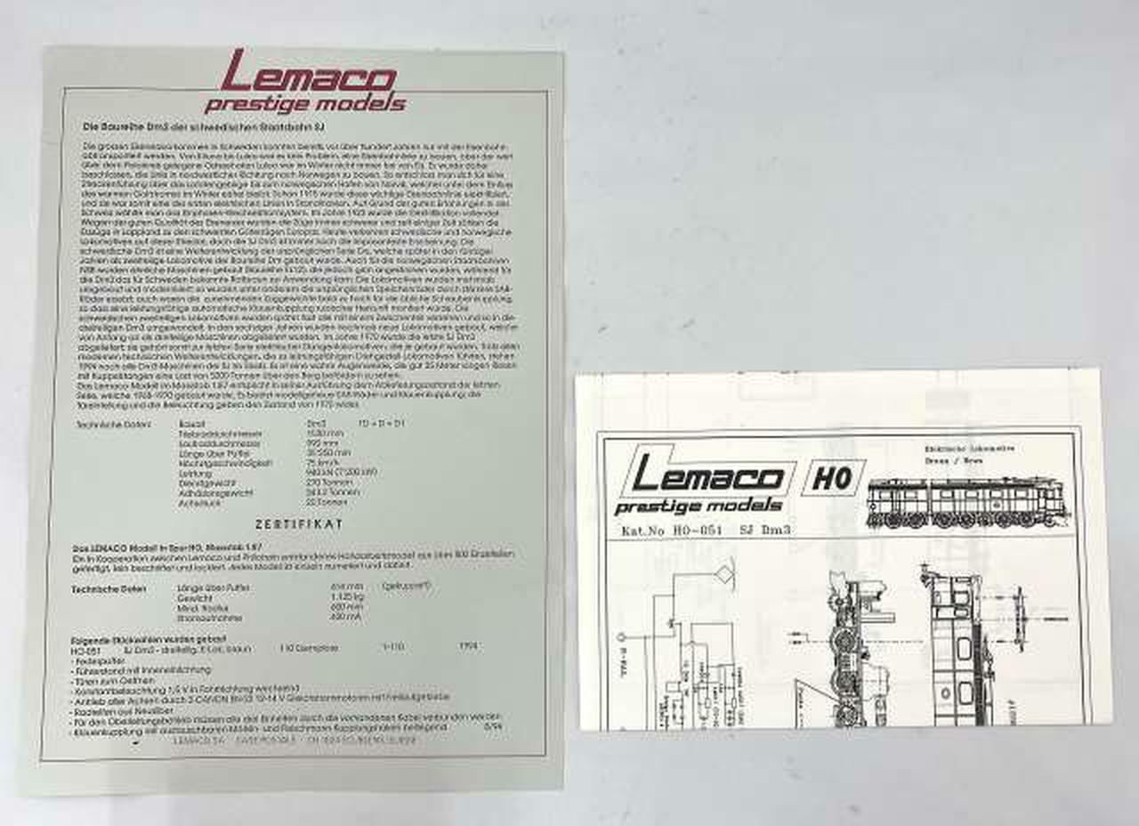 LEMACO Sweden SJ Dm3 1994 014/110 Kat. No HO-051 Electric Locomotive Rare F/S