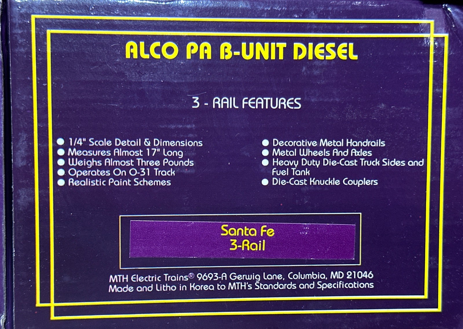 MTH Premier 20-2024-1 Santa Fe Alco PA ABA Diesel Engine Set w/PS1 3-Rail O