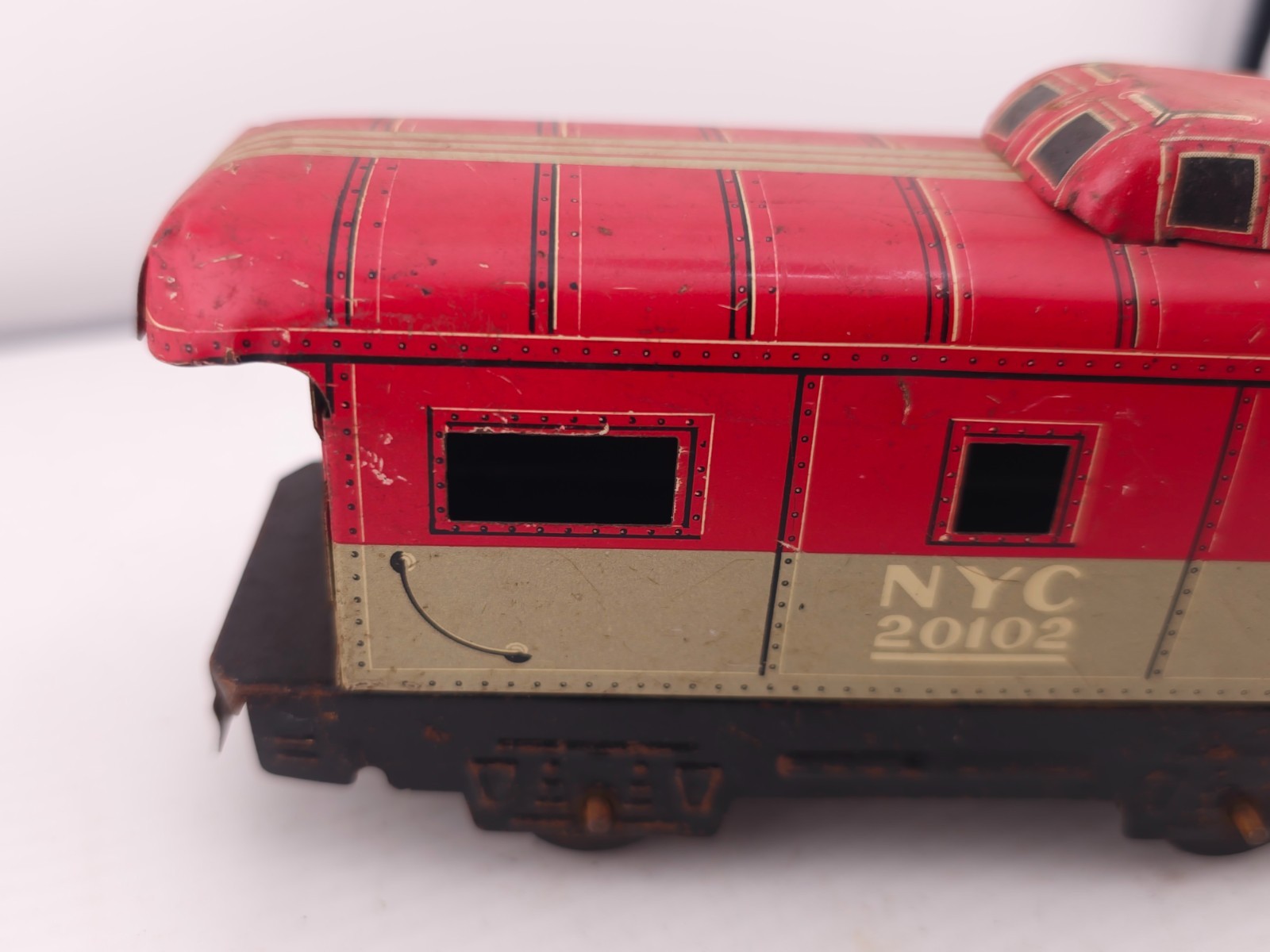 READ Vintage Marx O Scale New York Central Caboose Train Car 20102 Litho Tin Toy