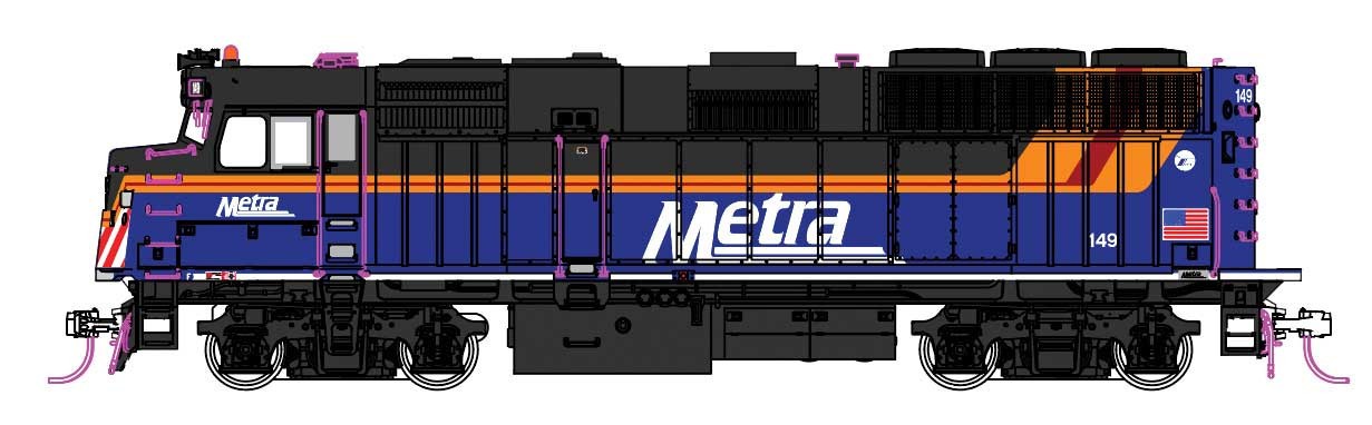 Kato HO Scale ~ EMD F40PH Commuter ~ Chicago Metra #149 ~ DCC Silent ~37-6575DCC
