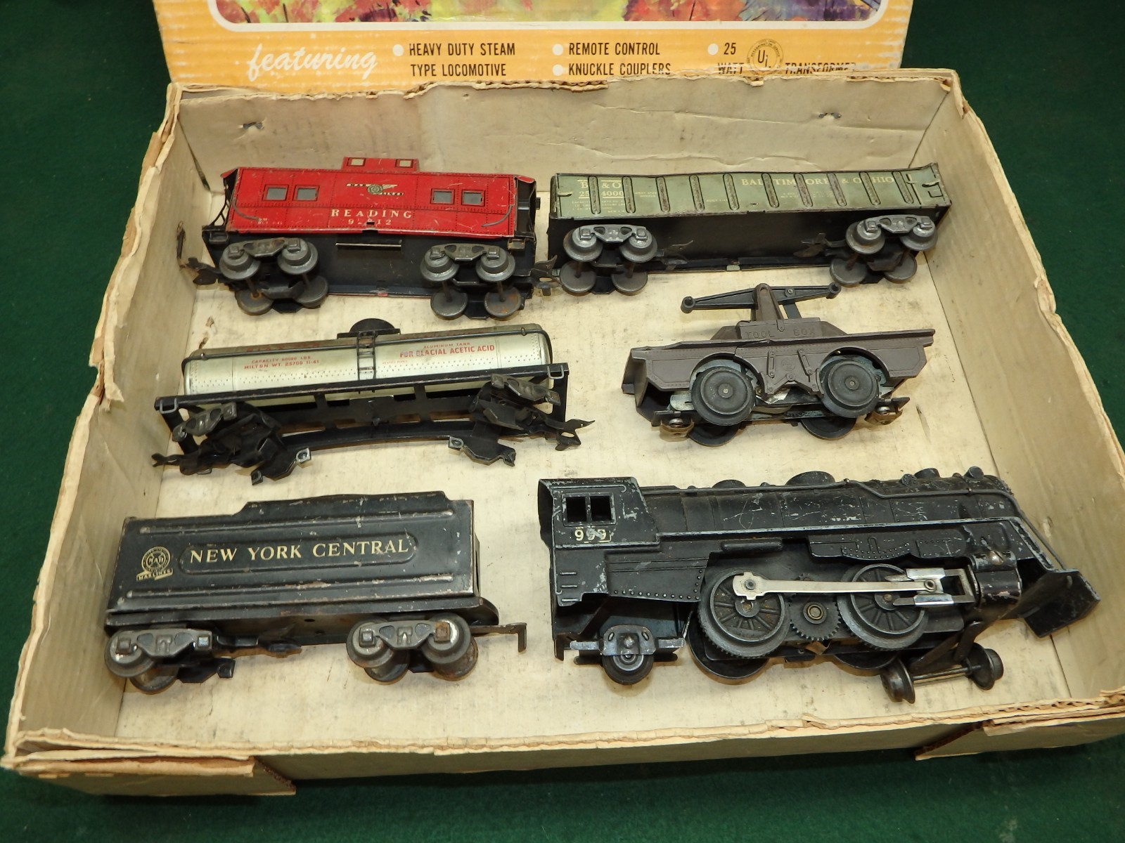 Marx # 999 Locomotive Train Set With Tender And 4 Cars Tested See Description