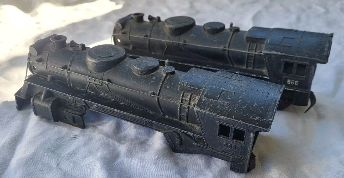 Vintage Marx 1950’s Diecast Steam Locomotive 666 Junkyard Body Lot Of 2