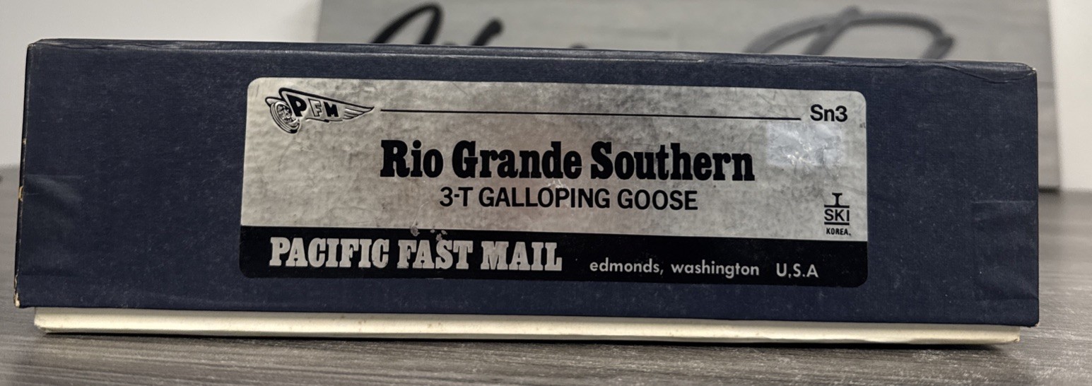 Pacific Fast Mail Sn3 Brass Rio Grande Southern 3-Truck Galloping Goose F/Ptd.