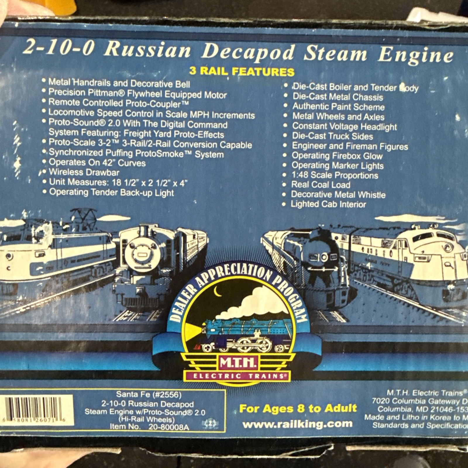 MTH 20-80008A 2-10-0 Russian Decapod Steam Engine Proto Sounds Box