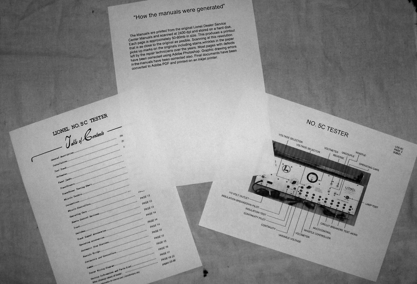 1945-69 Lionel PW No. 5C Test Set Operating Manual and Schematic Diagram
