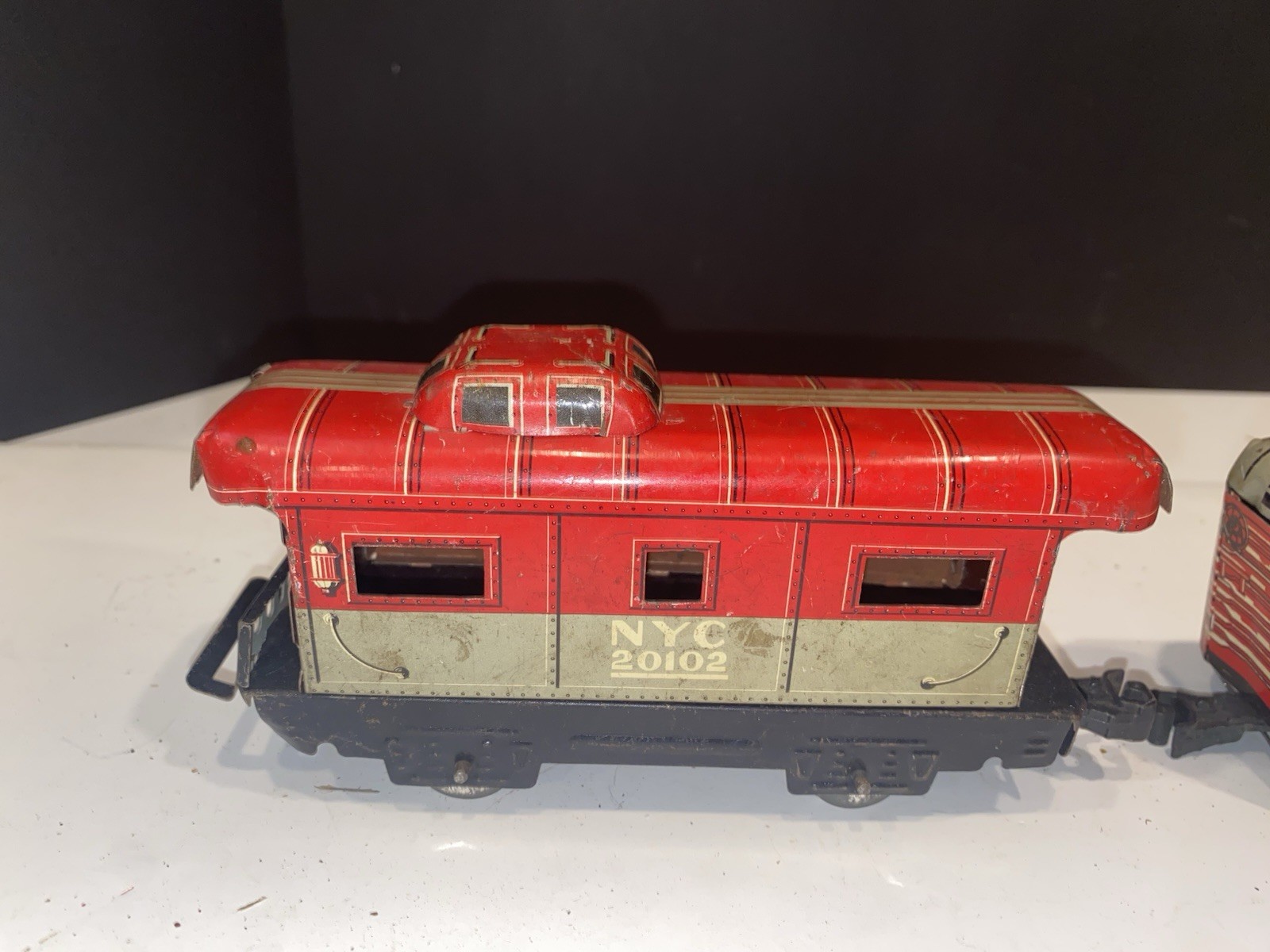 Vintage Marx O Gauge Tin Litho Train Car Lot: NYC 20102, PA 37961, Lehigh 28500