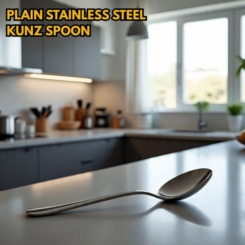F&F Chef Kunz Spoon | Silver Stainless Steel 2 Tbsp Basting Spoon, 9 Inch Solid