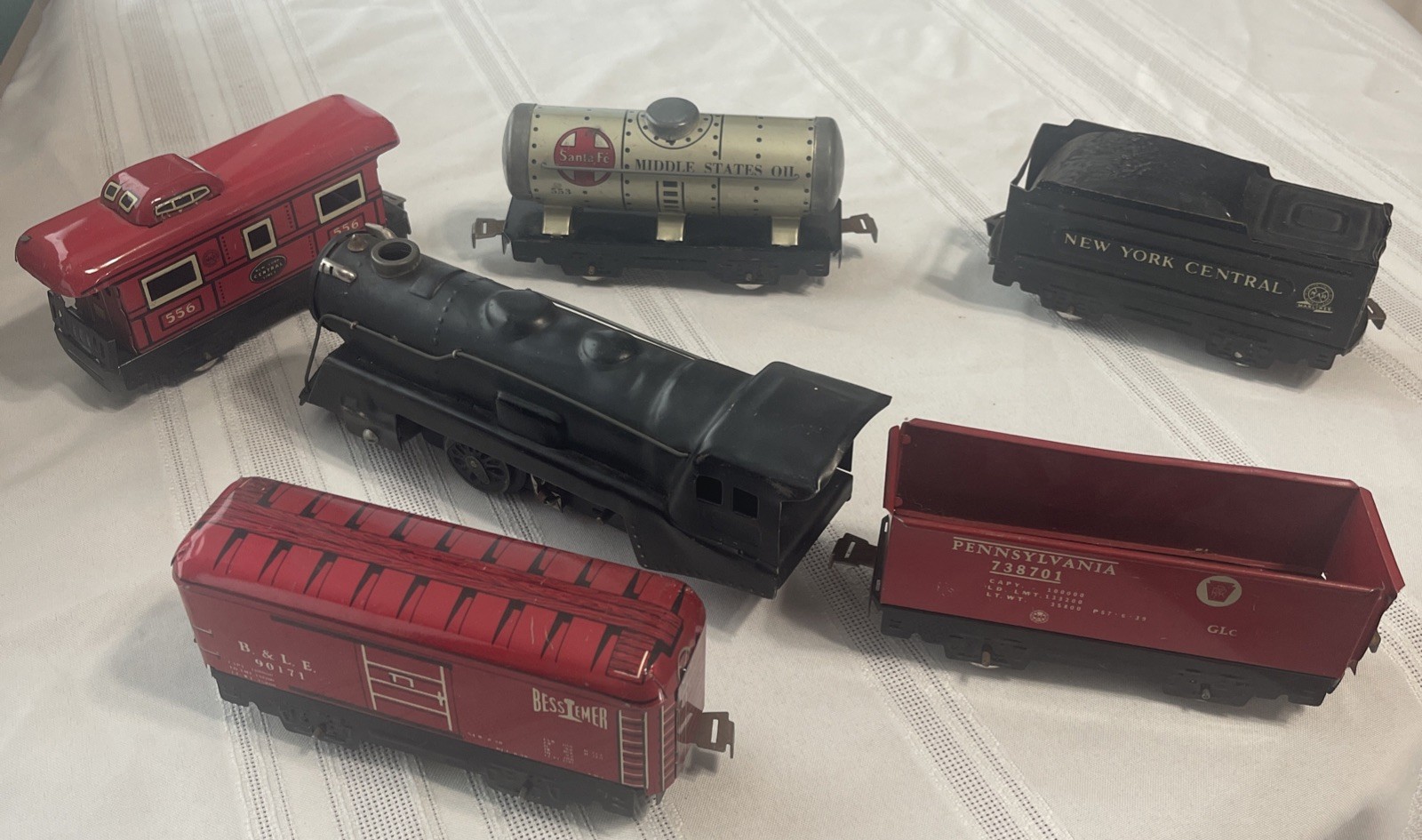 Vintage 1950’s Marx Train Locomotive Engine & More Untested (Lot Of 6) Tin Litho