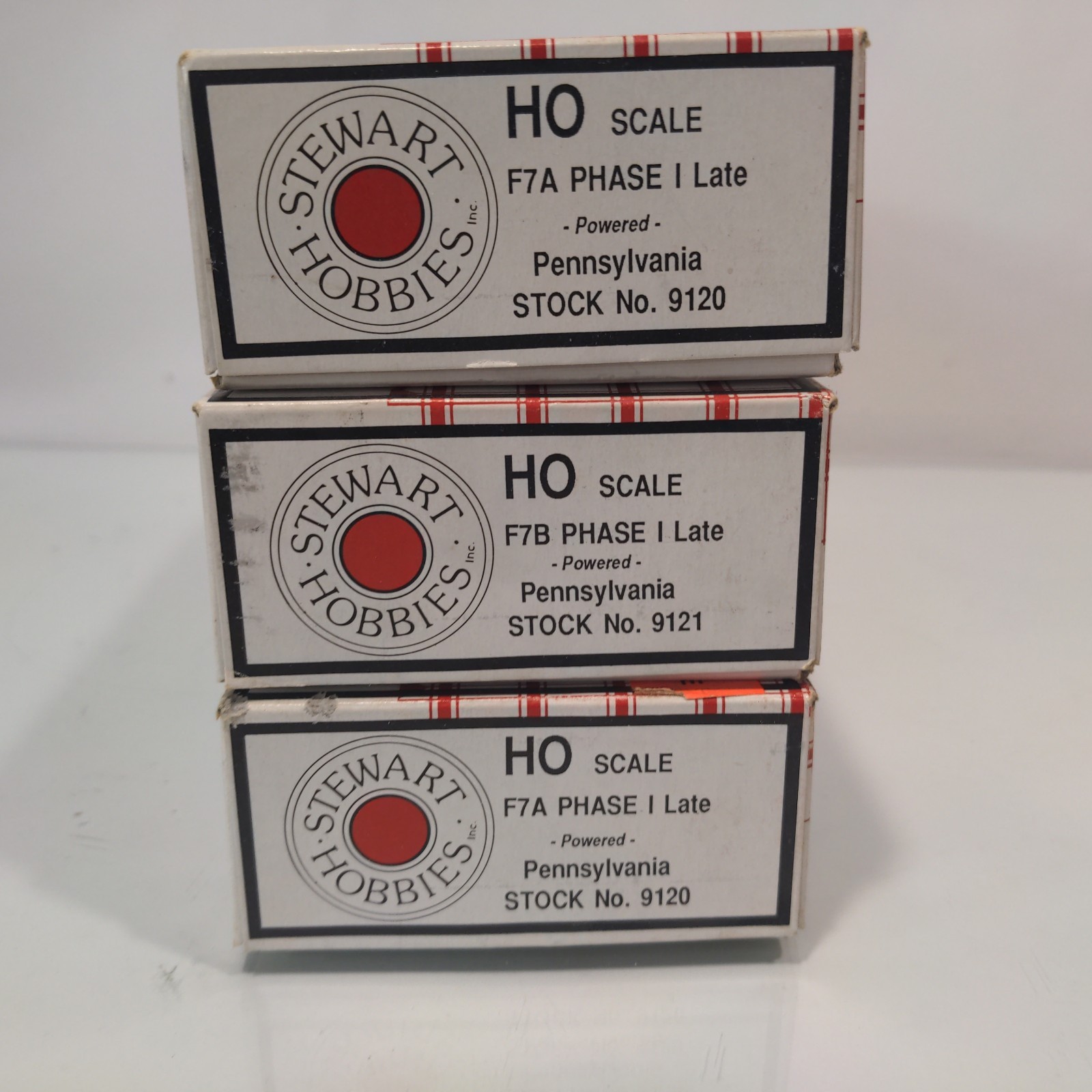 HO Pennsylvania PRR F7A-B-A 3 Unit Set Stewart Hobbies 9120-1 Kato Drives LN