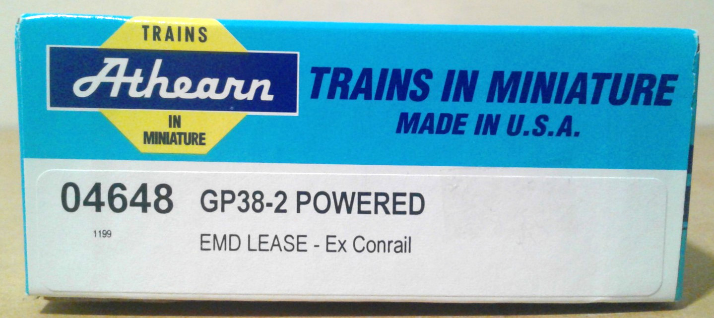 HO SCALE ATHEARN EMD GP38-2 EMD LEASE EX. CONRAIL EMDX #765 4648