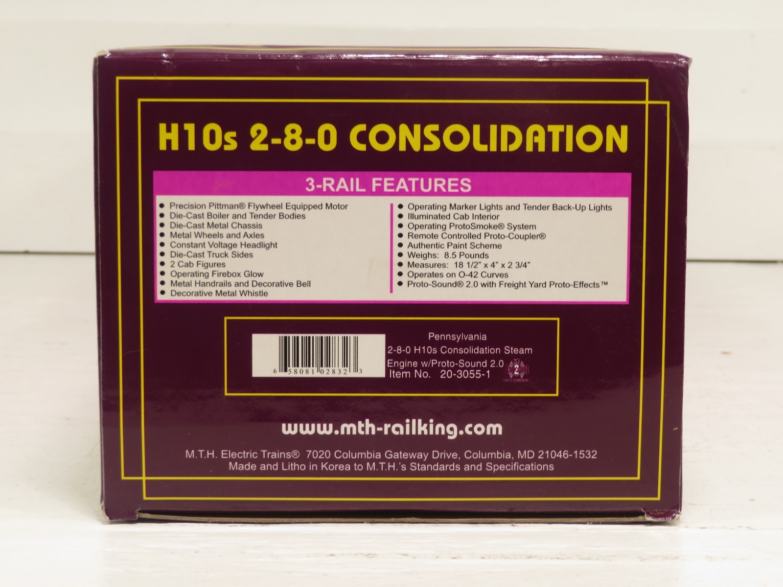 MTH 20-3055-1 Pennsylvania H10 2-8-0 Consolidation w/Proto 2 NIB
