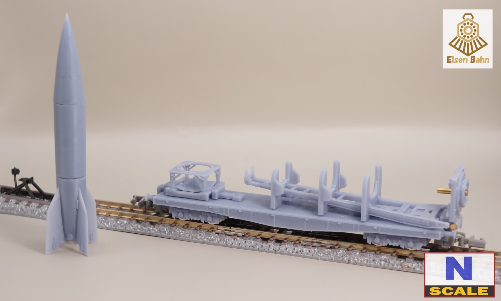 1/160 (N-scale) WWII German V2 Rocket on Launcher wagon /w wheels resin kit