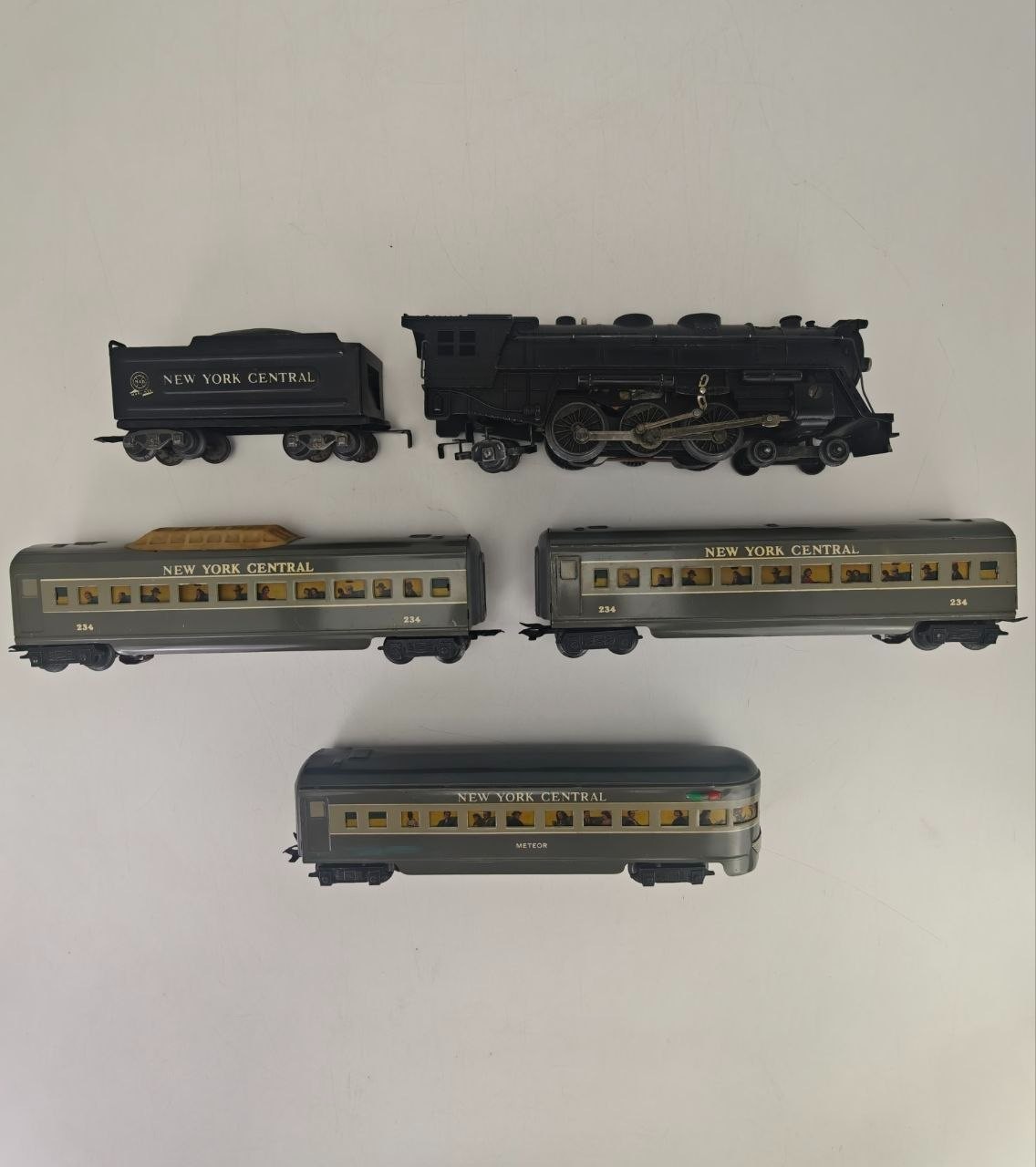 Marx meteor New York Central Train Set 4 Cars Track Transformer Tested READ