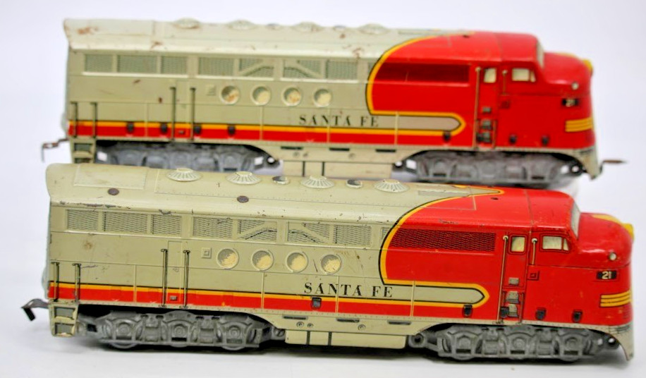Marx 21 Santa Fe 1950s Double Diesel Set Vintage Twin Units
