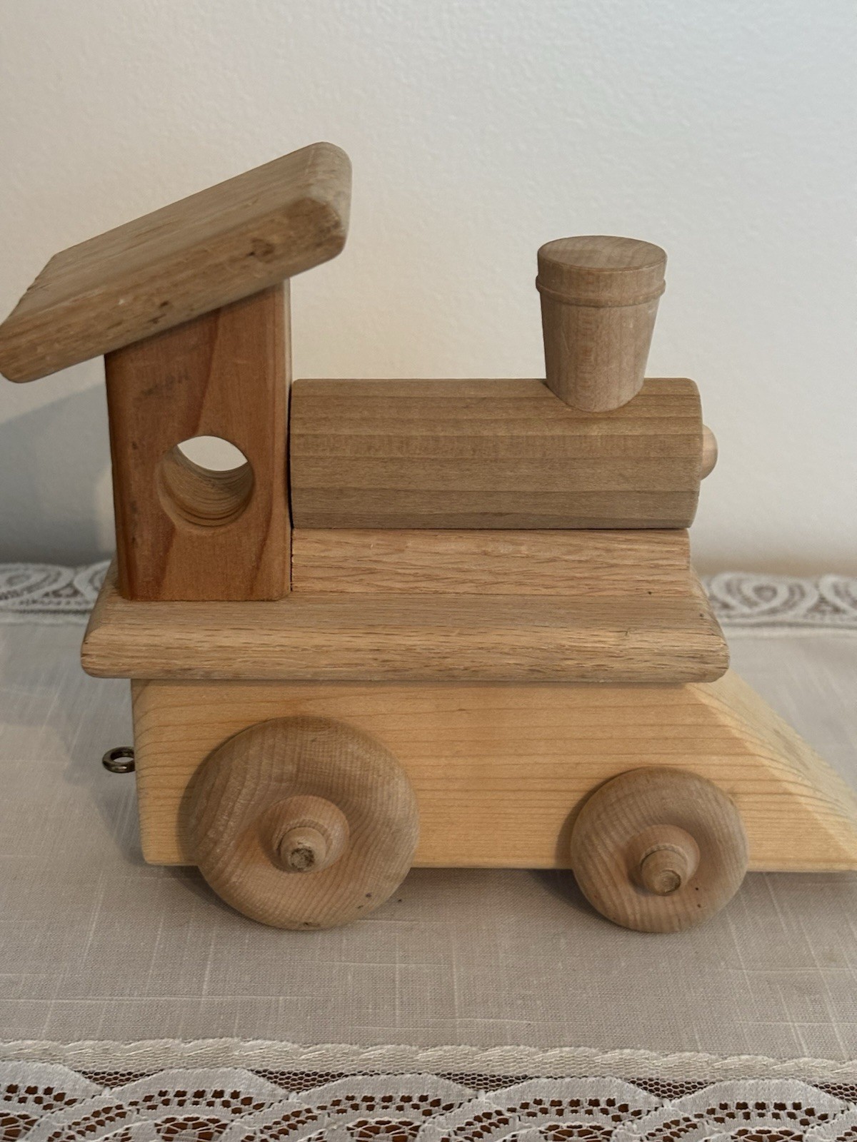 Vtg 1980’s Handcrafted Wood Train Locomotive Engine Toy