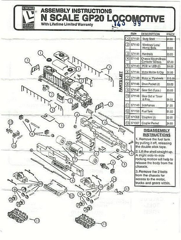 N Life-Like 7087 EMD GP-20 Santa Fe AT&SF Loco #1123 (Tested) Knuckle couplers