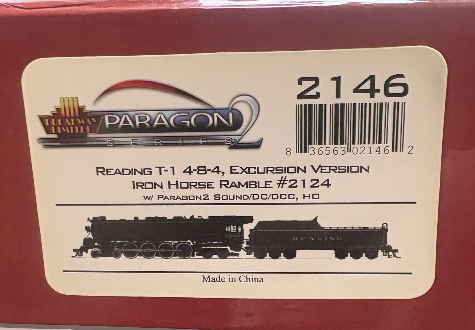 Broadway Limited 2146 HO Reading T1 4-8-4 Excursion Locomotive No. 2124