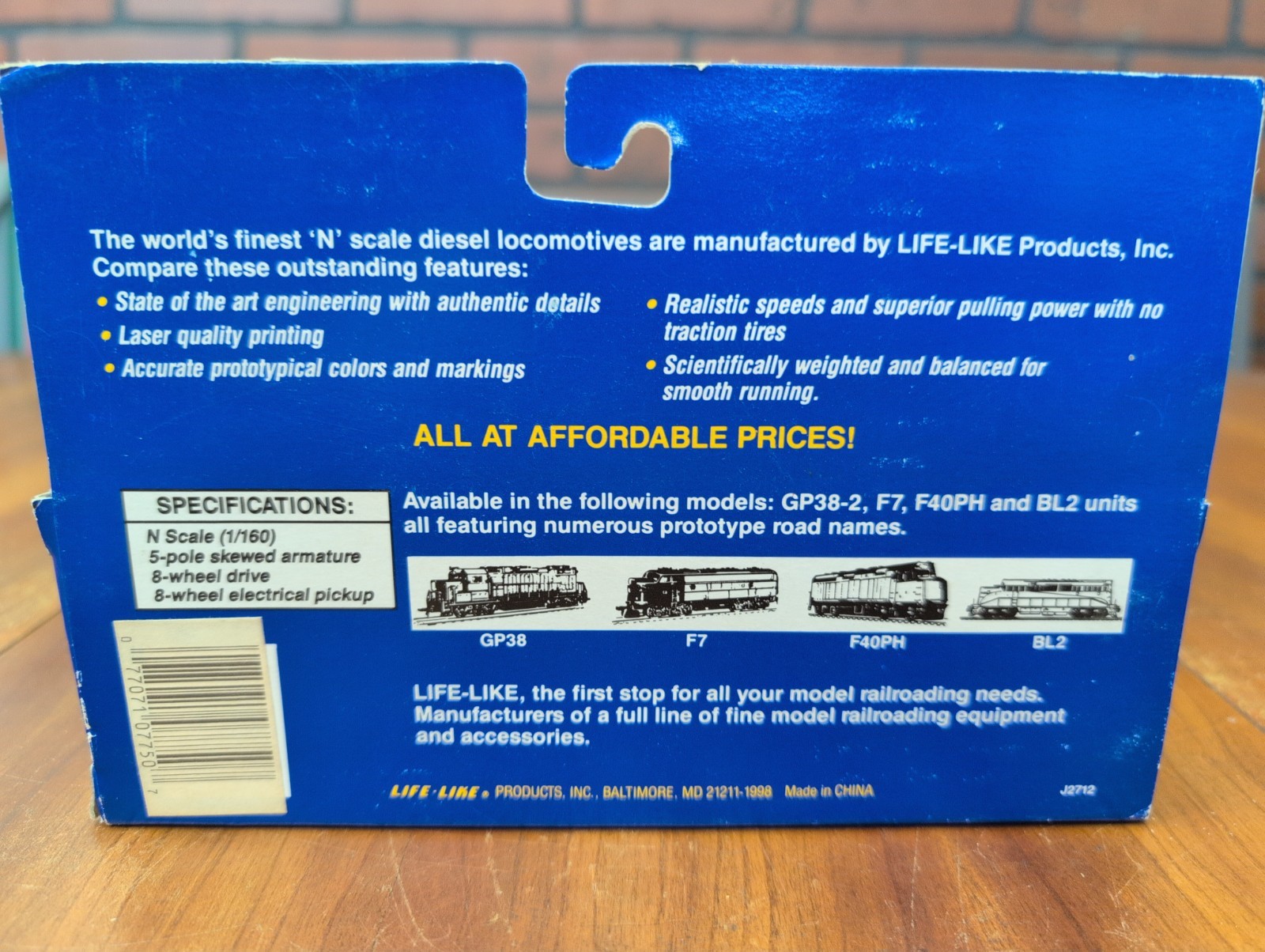Life-Like N Scale Southern Pacific N F7 8-Wheel Drive Locomotive S.P. #7748 NOS