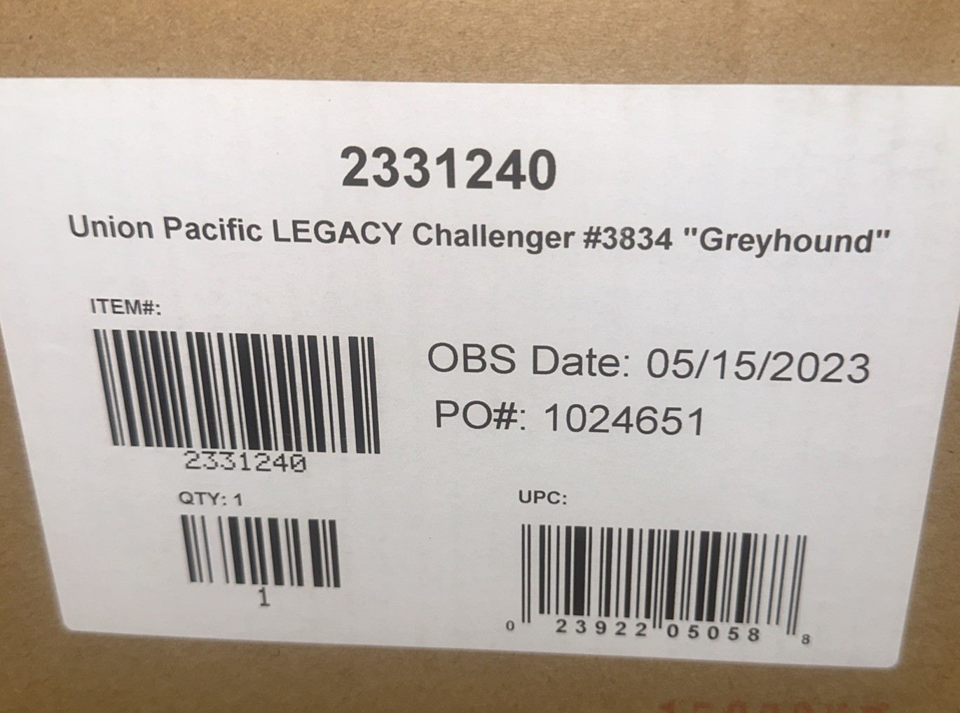 Lionel LEGACY 2331240 UNION PACIFIC Greyhound Challenger Steam Engine BRASS Hybr