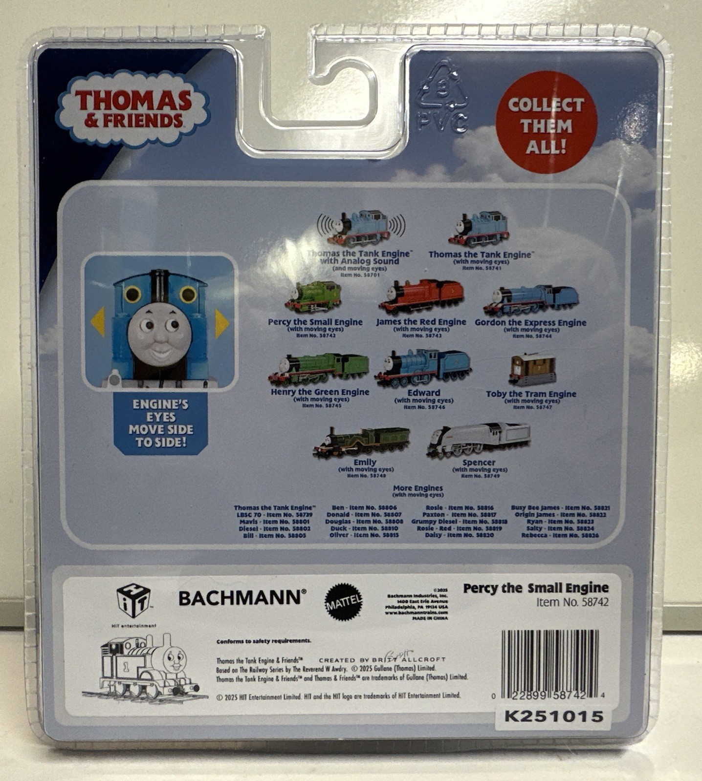 Bachmann HO Scale Thomas & Friends Percy Engine W/ Moving Eyes #58742