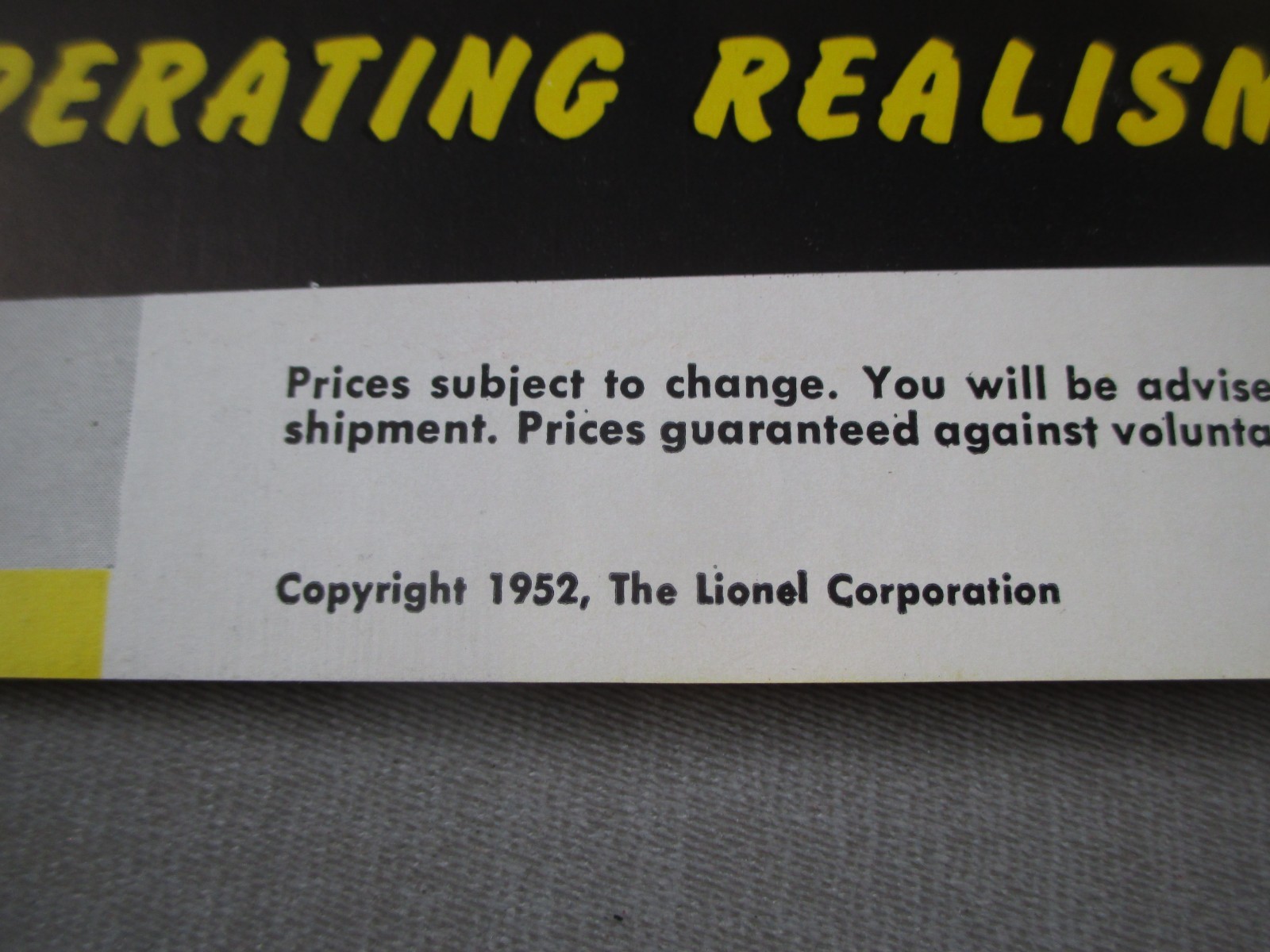 1952- LIONEL TRAINS- DEALER ADVANCE SALES NEW MODELS CATALOG- EXC- O- GAUGE LOCO