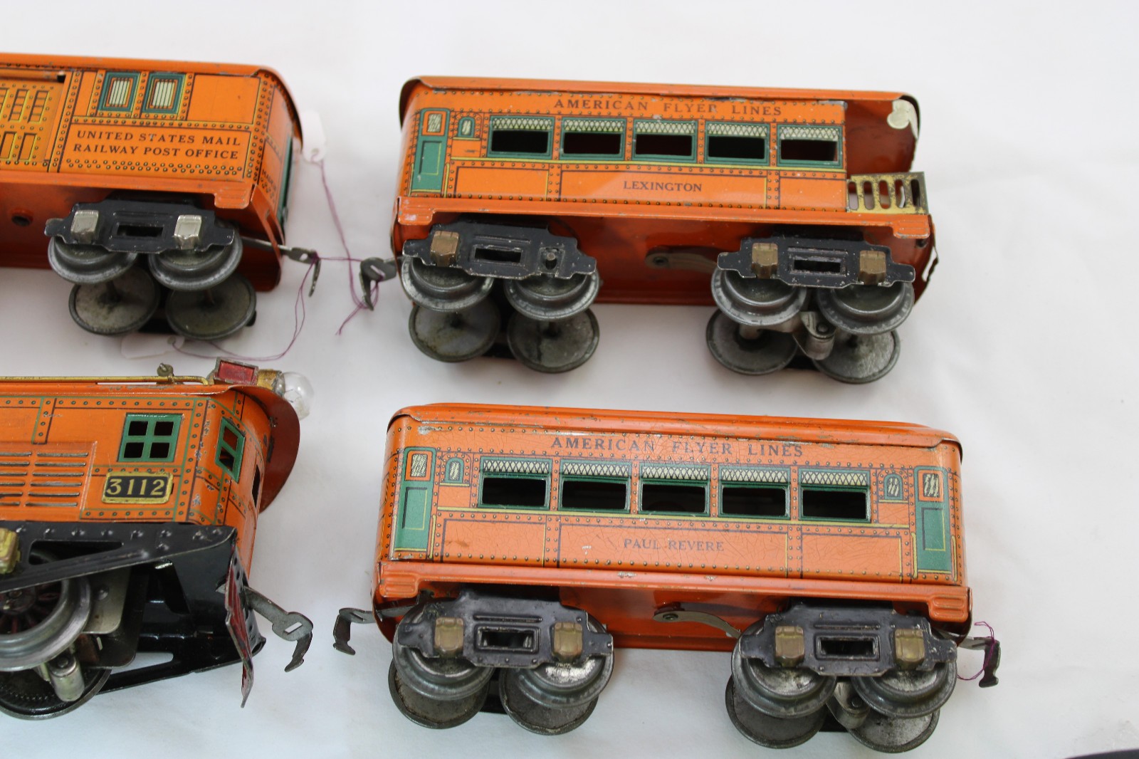 O Gauge – Pre-War American Flyer – Paul Revere Boxcab Set – Orange