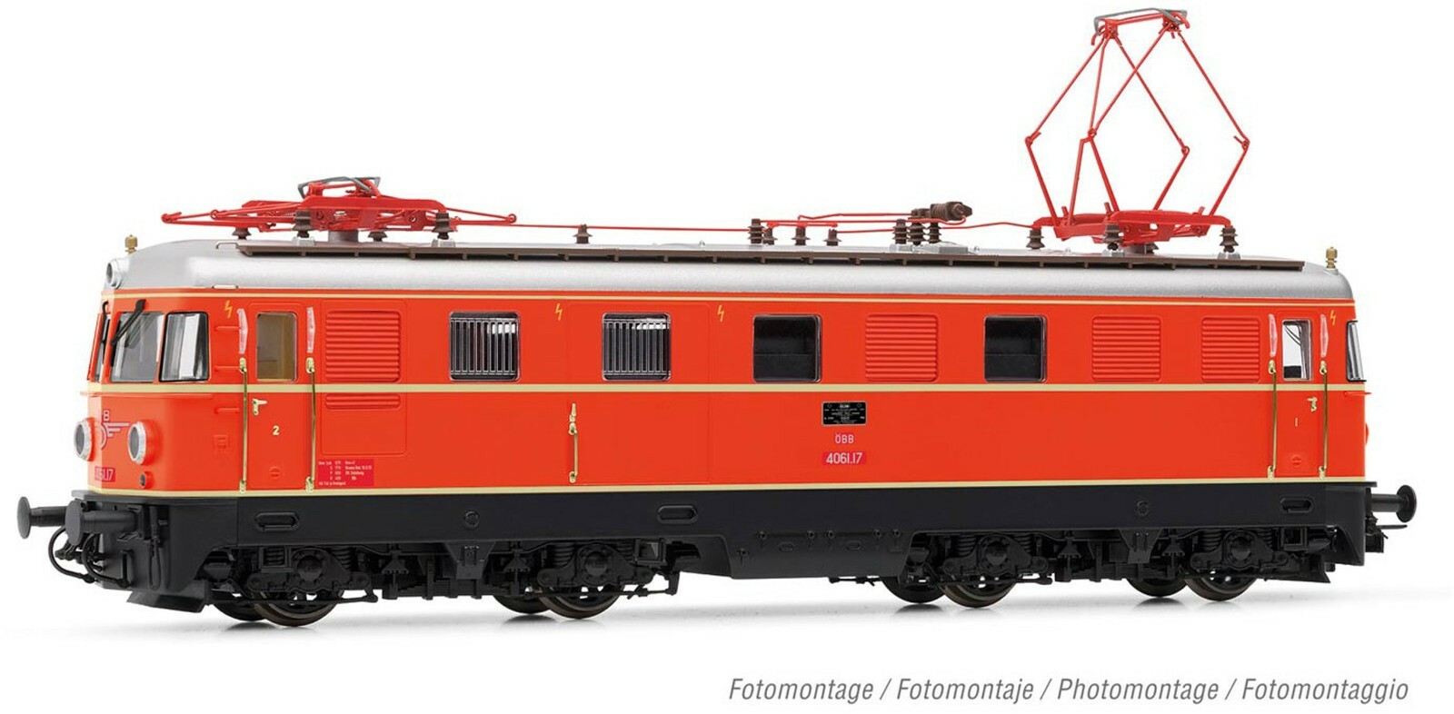 Rivarossi Hr2855 4061.17 Orange Beige Stripes, Aluminum Roof, Winged Logo, OBB