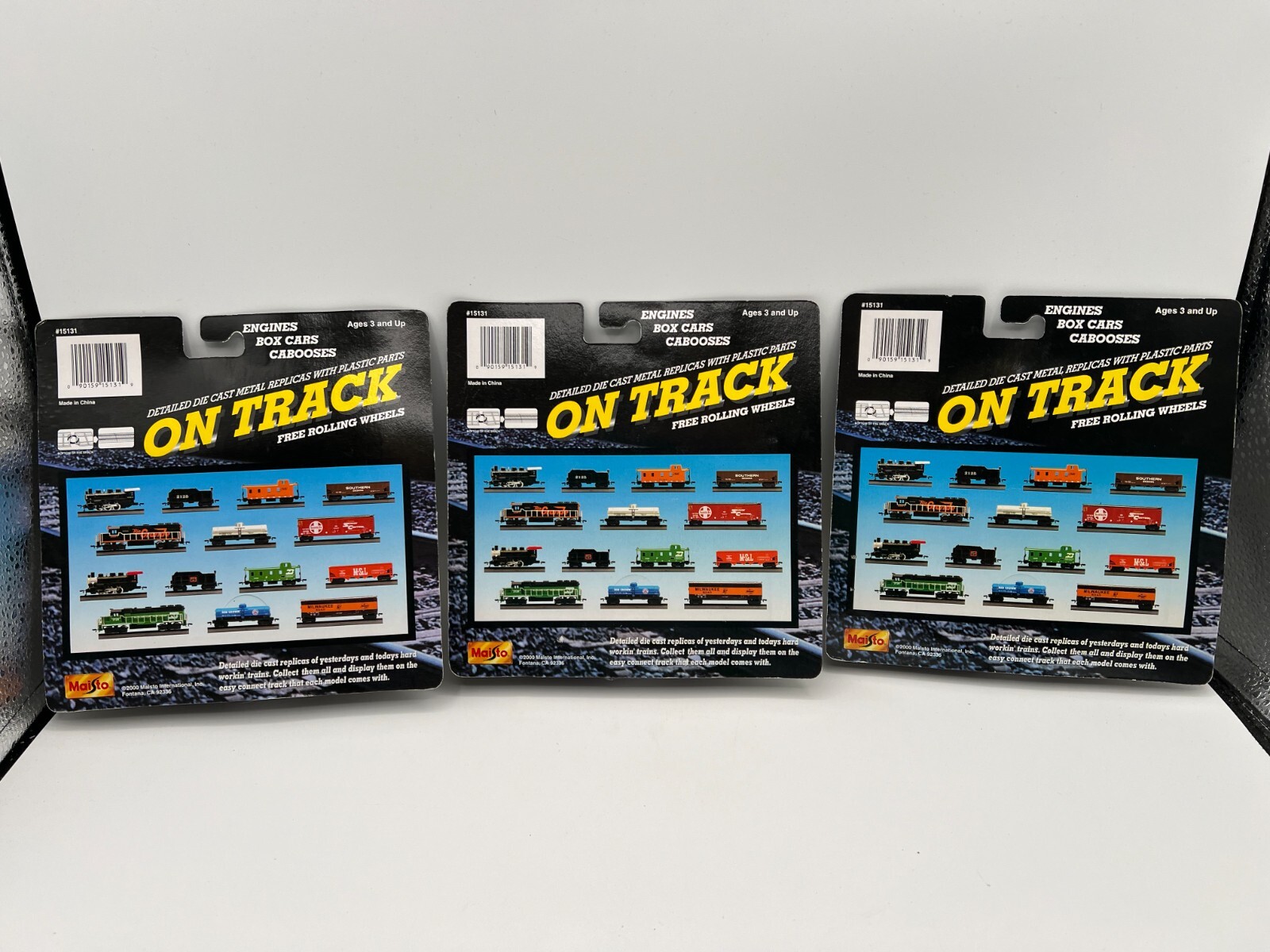 Lot Of 3 2000 Maisto On Track AT&SF Santa Fe Die-Cast Train Engines – NIP