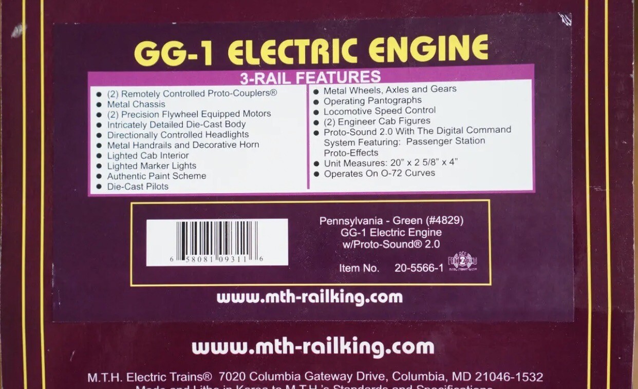 MTH PREMIER PENNSYLVANIA GG-1 ELECTRIC ENGINE PS2! 20-5566-1! O SCALE PRR GG1