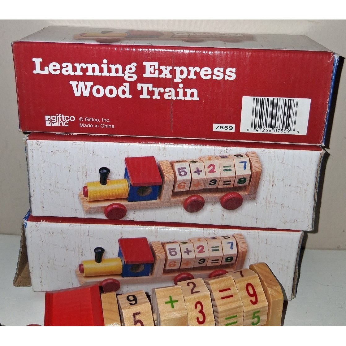 Vintage Lot of 3 Learning Express Wooden Math Train Toy Giftco Wood trains