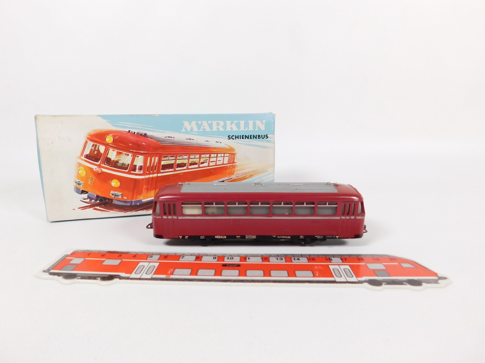 Märklin H0 AC 3016 Railroad Bus DB 800 95 9190 Dark Red Box: 1963 #EK51-1