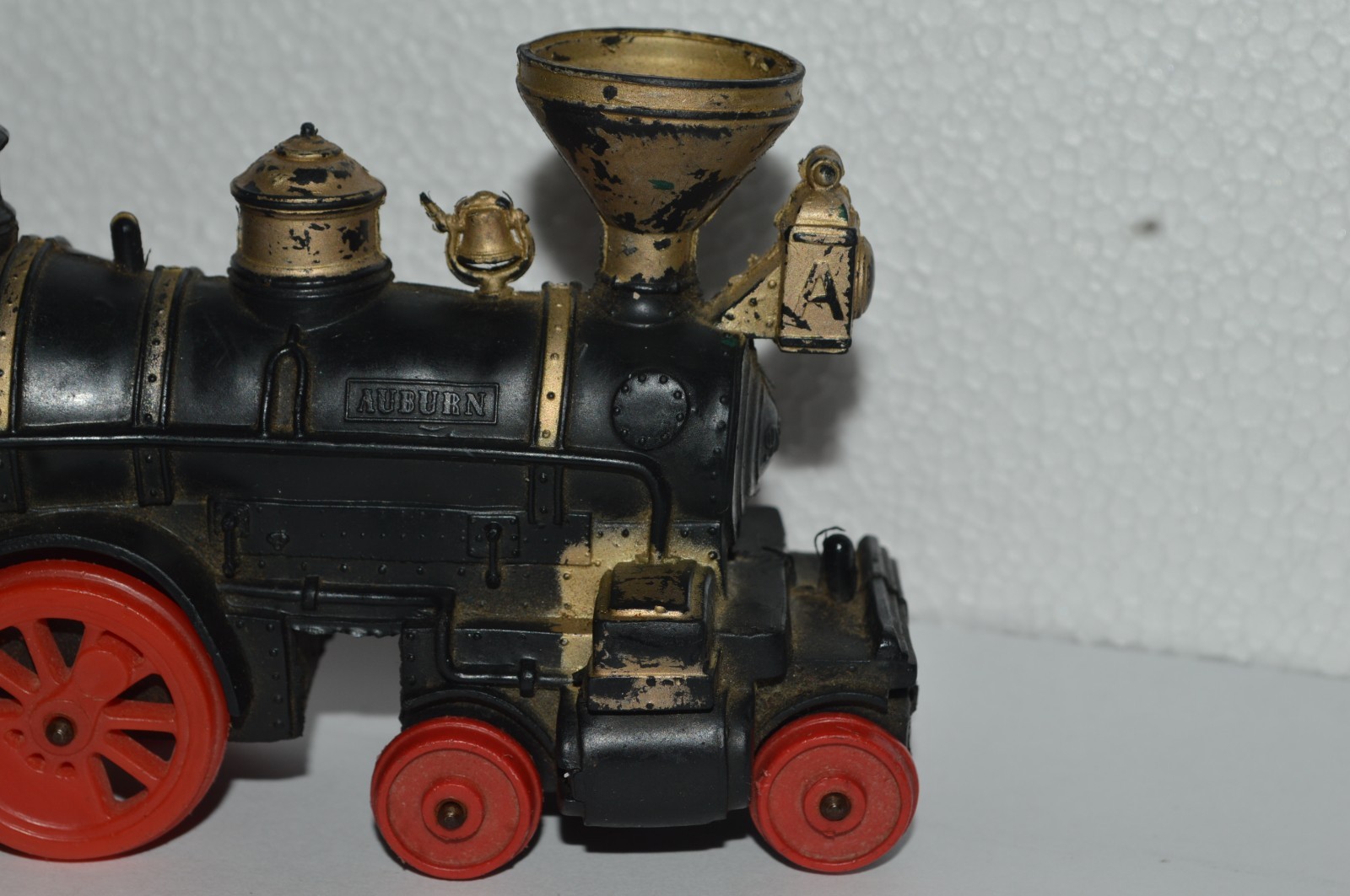 AUBURN Steam Locomotive Rubber Black Gold Red Wheels USA Made 7 Inch 1930’s
