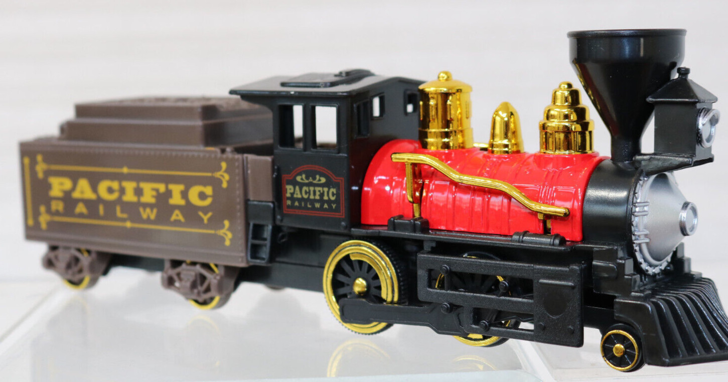 Steam Engine/Tender Black Pilot/Cow Catcher Red Boiler Brown Tender Pacific RR