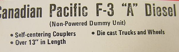 Lionel 6-8366 O Canadian Pacific F3 A Dummy Diesel Locomotive EX/Box